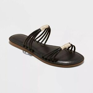 Universal Thread Women's Aura Two Band Slide‎ Sandals Black Size 10